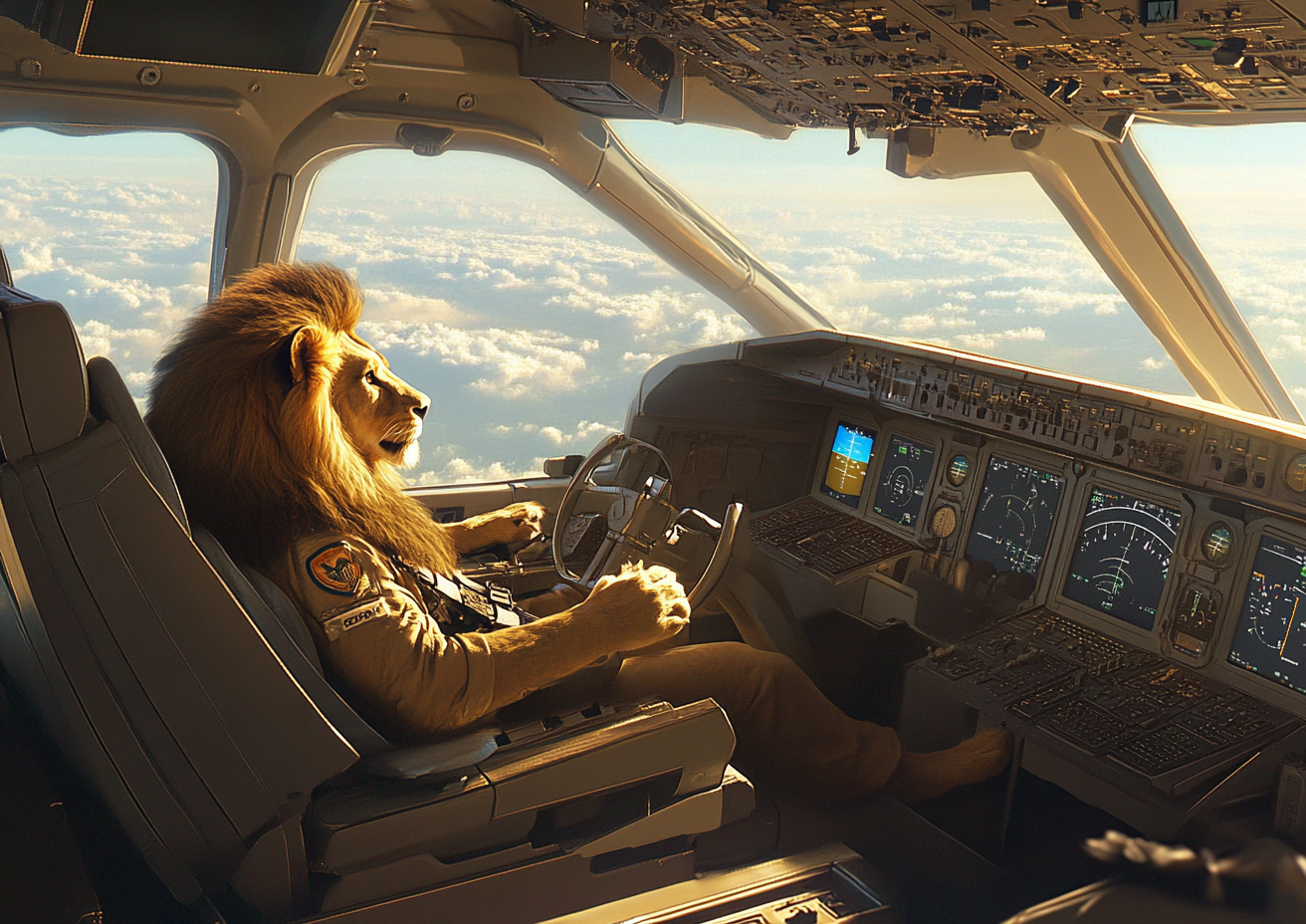 Lion Flying a Plane - Adventure theme expansion concept